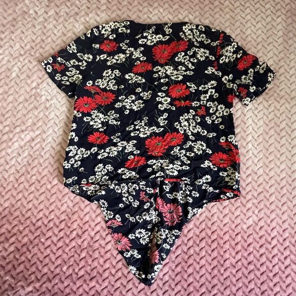 Madewell Petite Novel Tie-Front Top in Hillside Daisies Womens Size XXS - Picture 6 of 7